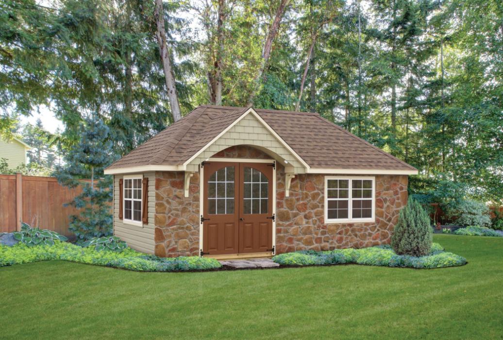 Dormer Shed -MANCHESTER-2 manchester dormer shed with stone front and vinyl sides