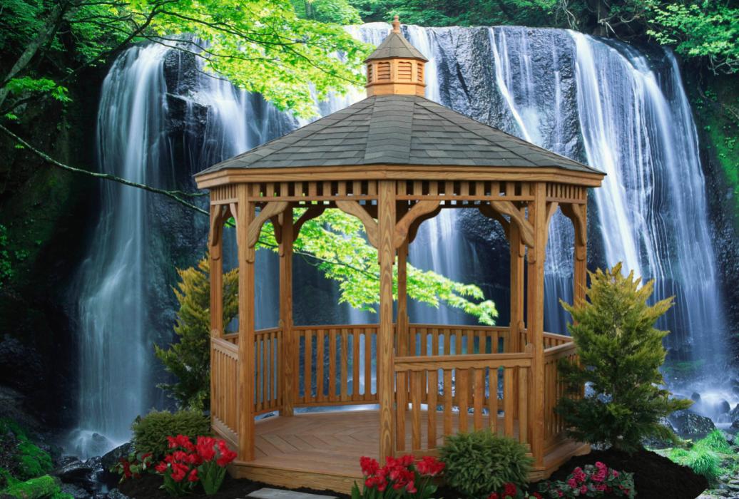Pressure Treated Wood Octagon Gazebo-Classic Single Roof Pressure Treated Wood Octagon Gazebo-Classic Single Roof