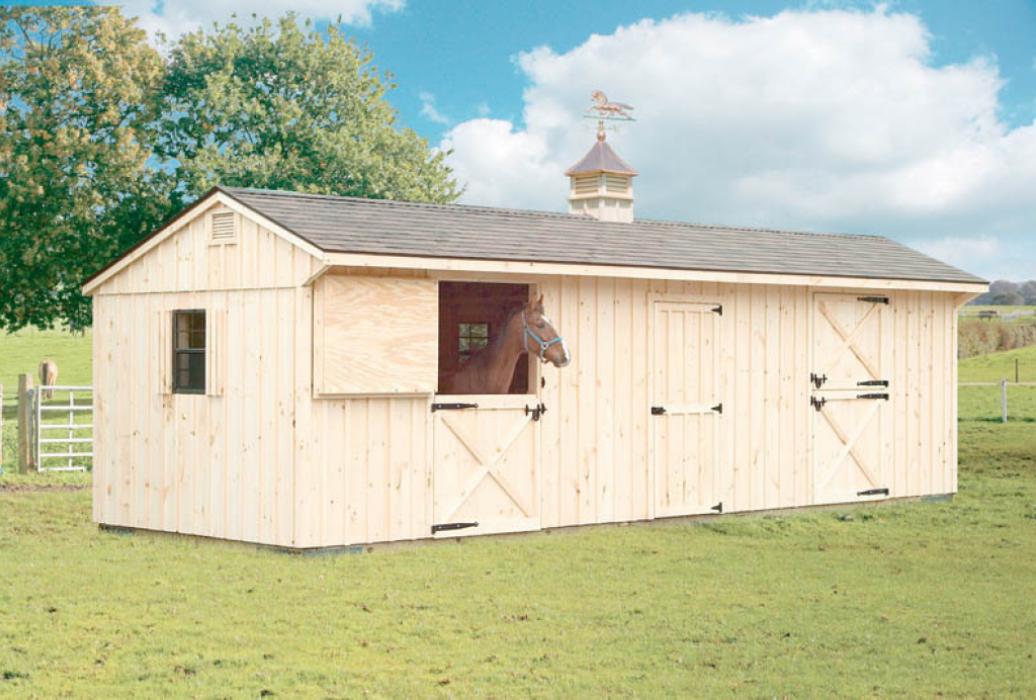 Board and batten Horse barn - 16 Board and batten 2 stall Horse barn with tack/feed room