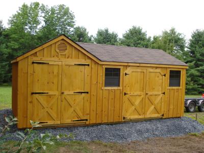 workshop shed fir and pine with brown stain
