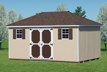 Hip Roof shed with Duratemp T1-11 siding