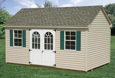 Steeper pitch aframe vinyl shed