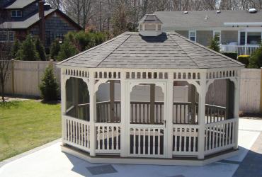 Vinyl Oval Gazebo- Classic Single Roof-4