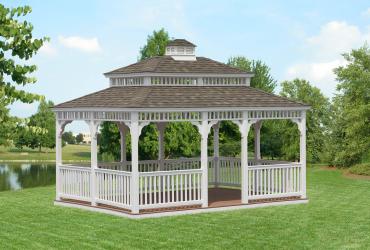 Vinyl Rectangle Gazebo- Victorian Double Roof-3