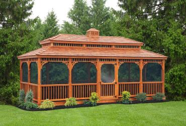 Cedar Rectangle Gazebo-Victorian Double Roof-1