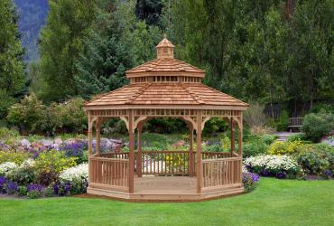 Cedar Octagon Gazebo with Double Victorian Roof