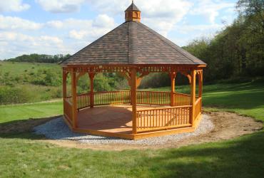 Pressure Treated Wood Octagon Gazebo-Cathedral Roof-2