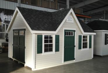 New England Classic vinyl Victorian shed with dormer