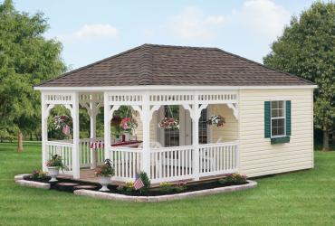 pool house-guest house with hip roofline