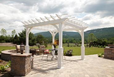 Elegant White Vinyl Pergola with superior posts