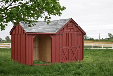 Red goat shed with run in -customize smaller walls and larger roof pitch.