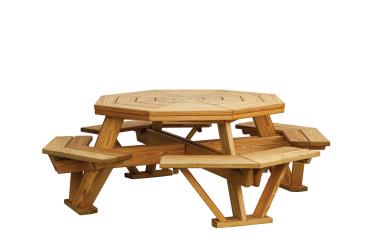Octagon Picnic Table with Attached Benches