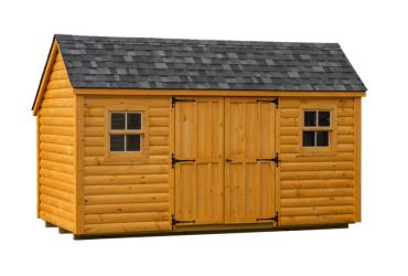 Salt box Shed with log siding