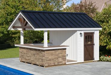 pool cabana with aframe style roof