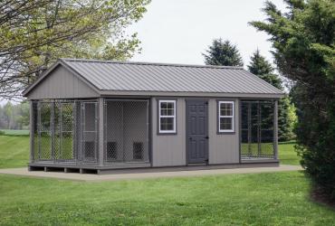 Grey commercial dog kennel