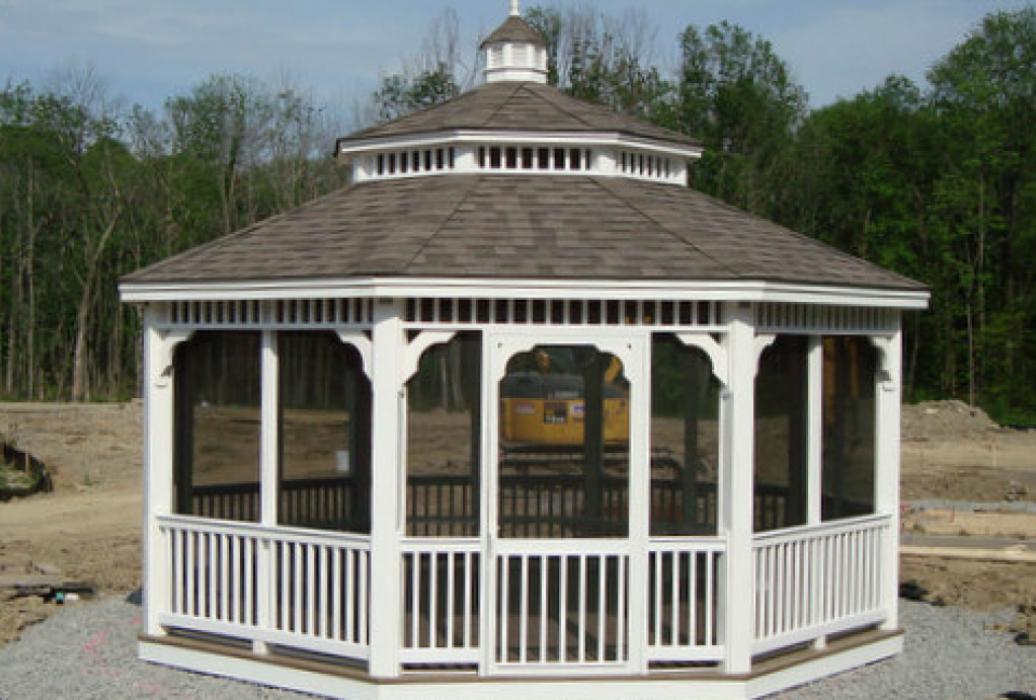 Vinyl Octagon Gazebo- Double Victorian Roof-6 Vinyl Octagon Gazebo with a Double Victorian Roof