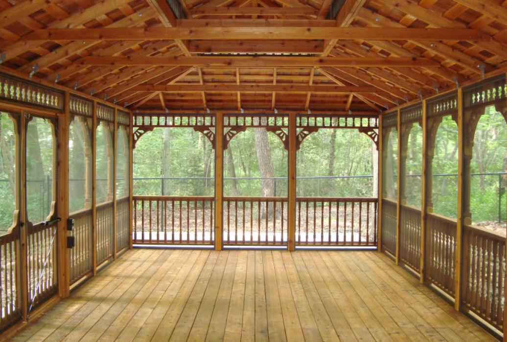 Cedar Rectangle Gazebo-Victorian Double Roof-2