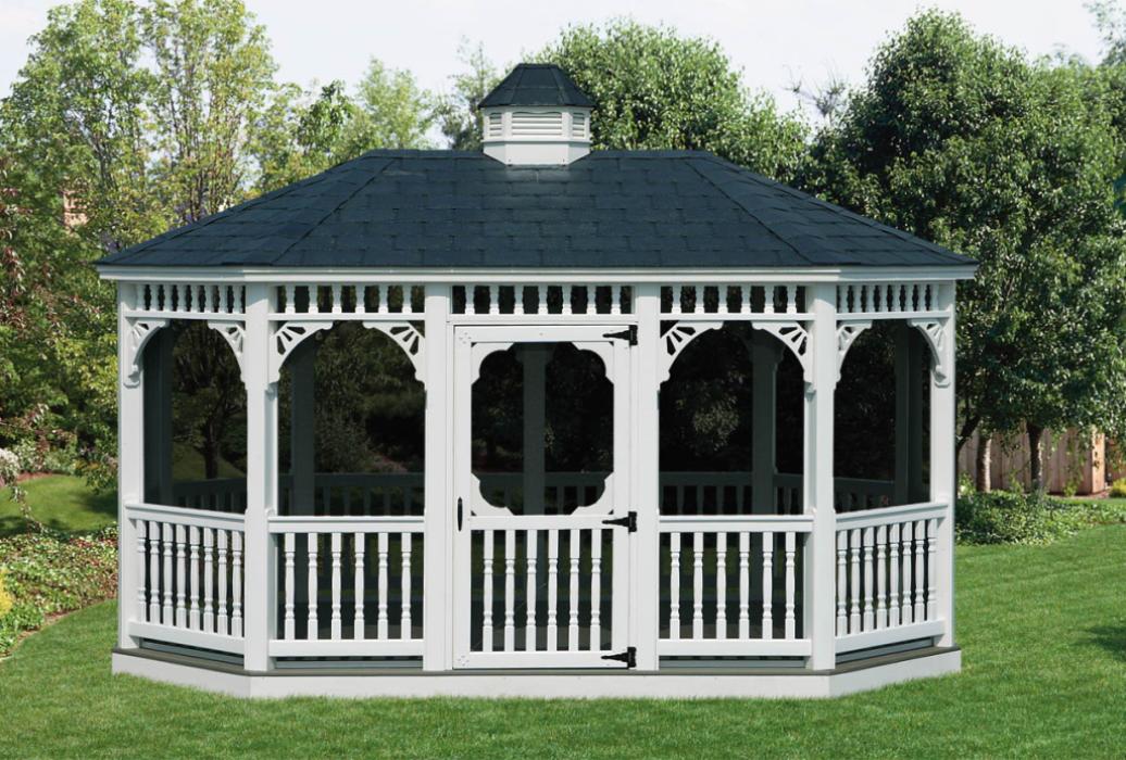 Vinyl Oval Gazebo- Classic Single Roof Vinyl Oval Gazebo- Classic Single Roof-1