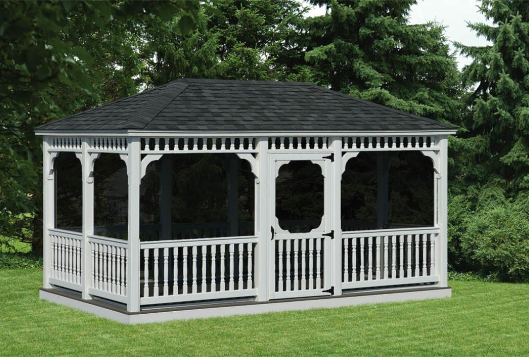 Vinyl Rectangle Gazebo- Classic Single Roof -14 Vinyl Rectangle Gazebo- Classic Single Roof -14