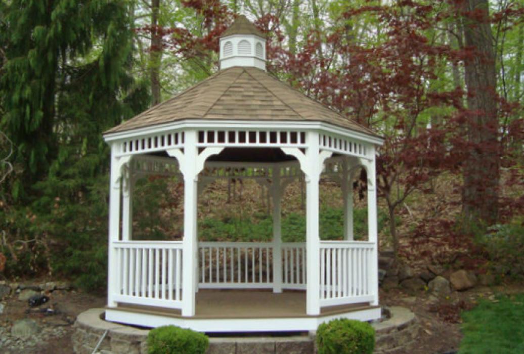 Vinyl Octagon Gazebo with Cathedral Roofline-3 Vinyl Octagon Gazebo with Cathedral Roofline