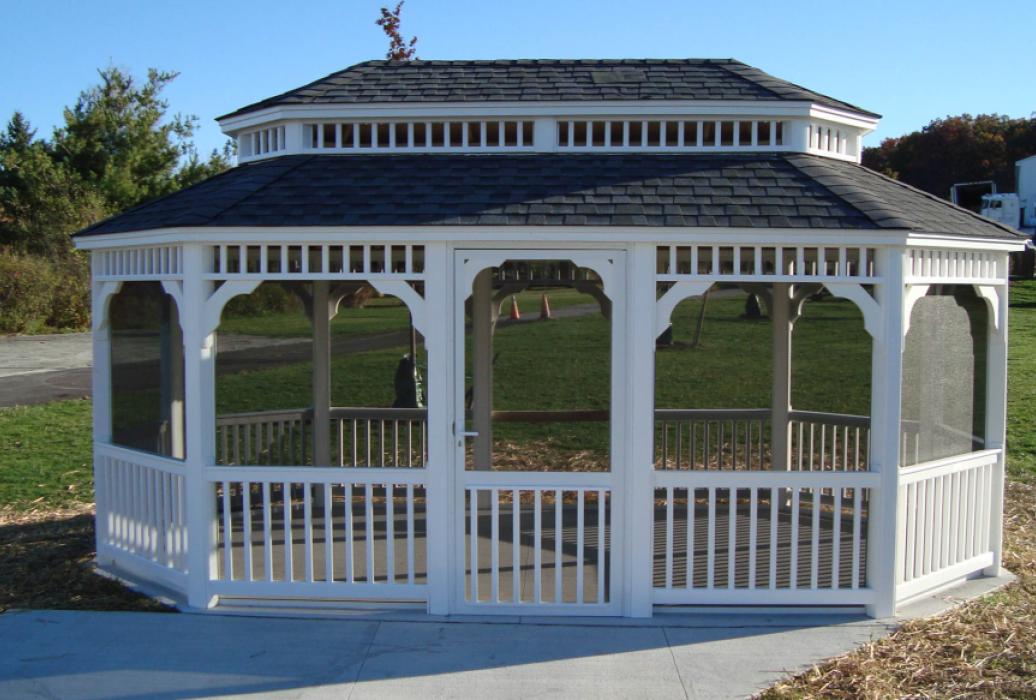 Vinyl Oval Gazebo- Victorian Double Roof-9