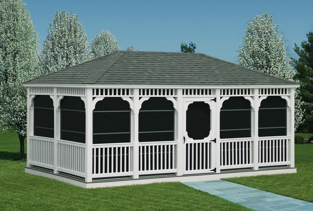 Vinyl Rectangle Gazebo- Classic Single Roof-4 Vinyl Rectangle Gazebo- Classic Single Roof-4