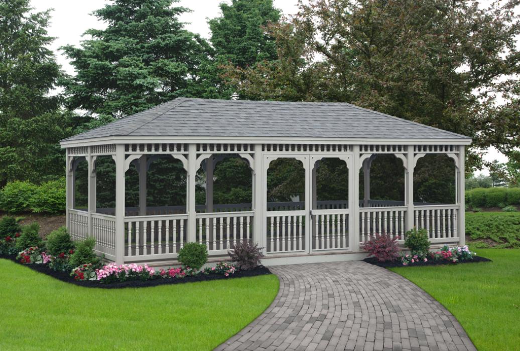 Vinyl Rectangle Gazebo- Classic Single Roof-5 Vinyl Rectangle Gazebo- Classic Single Roof-5