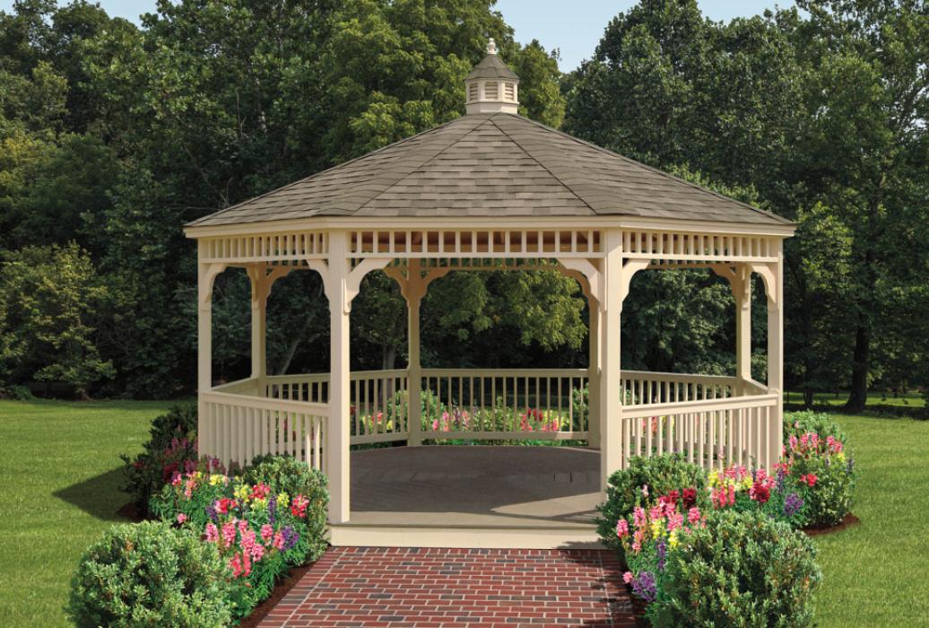 Vinyl Octagon Gazebo- Classic Single Roof