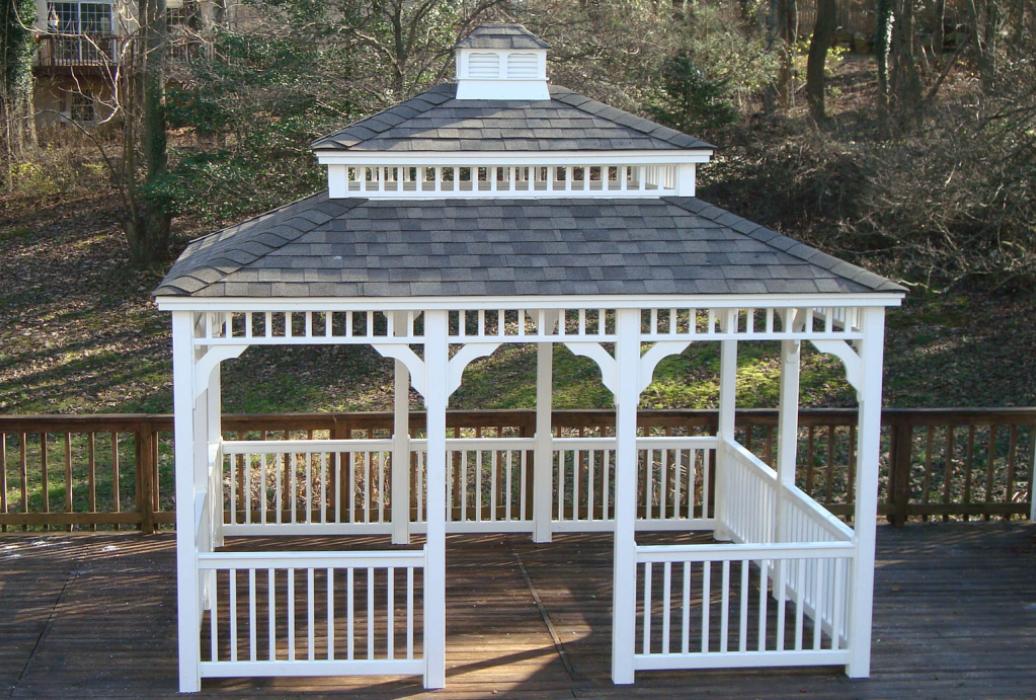 Vinyl Rectangle Gazebo- Victorian Double Roof-2