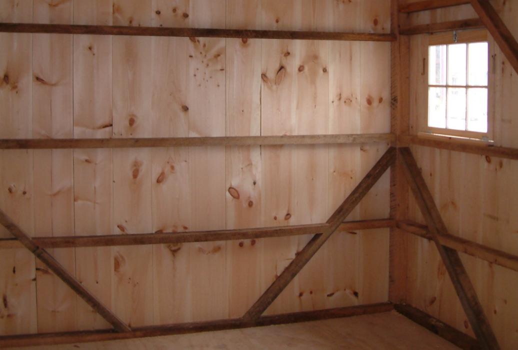 Timber Frame Sheds-2 Interior View of Timber Framed Board and Batten Quaker Shed