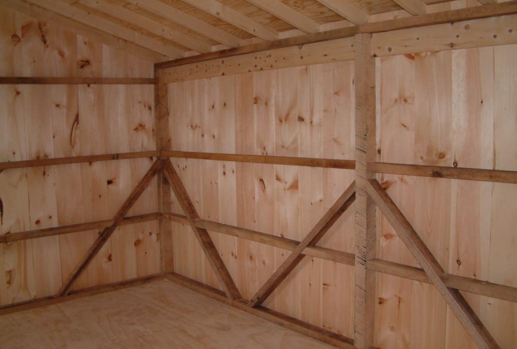 Timber Frame Sheds-3 Interior View of Timber Framed Board and Batten Quaker Shed