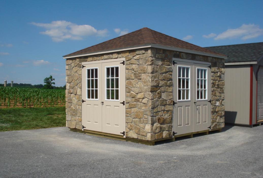 Historic Stone Cottage: Hip Roof Shed Lancaster County Barns