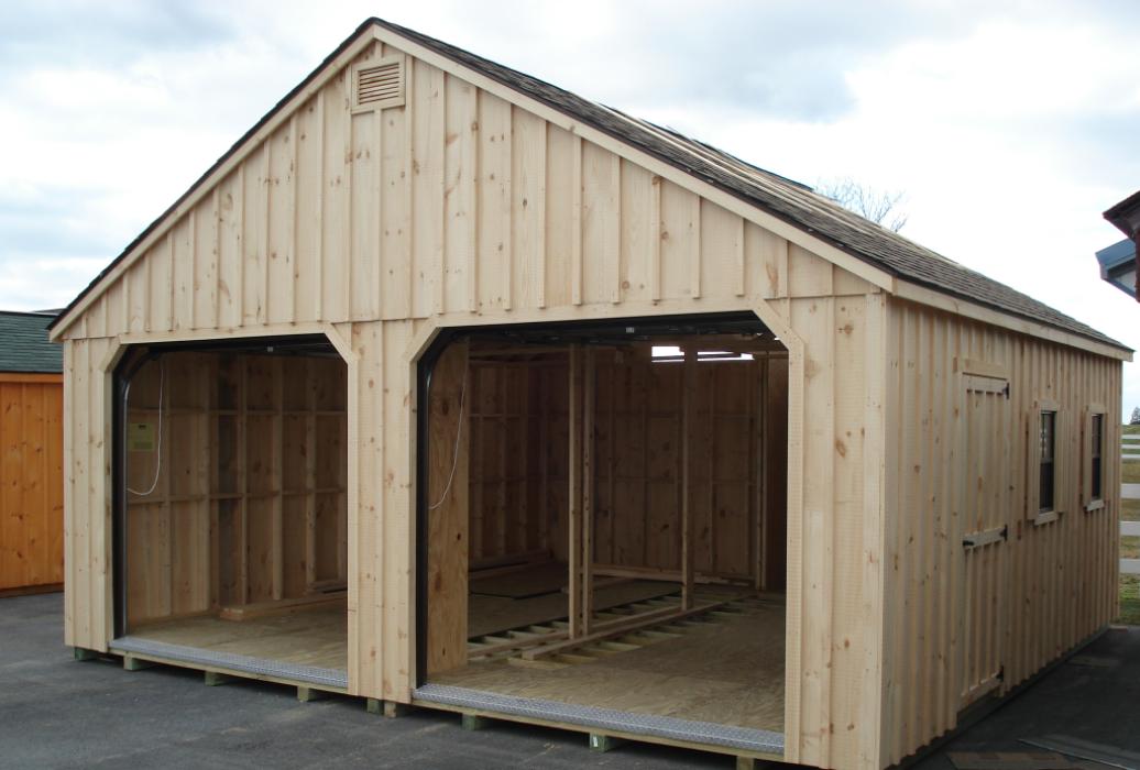 Aframe Modular Garage with Board and Batten Pine siding