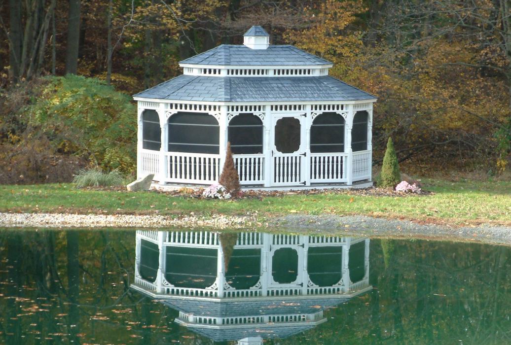 Vinyl Oval Gazebo- Victorian Double Roof-4