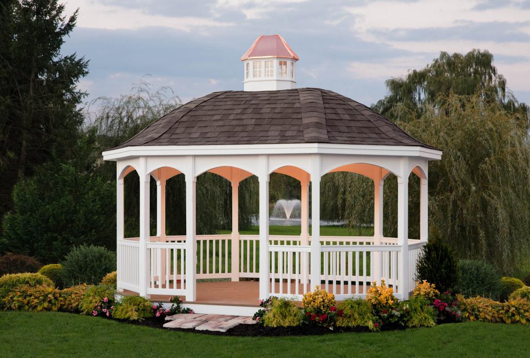 Vinyl Oval Gazebo with Belle Roof -1