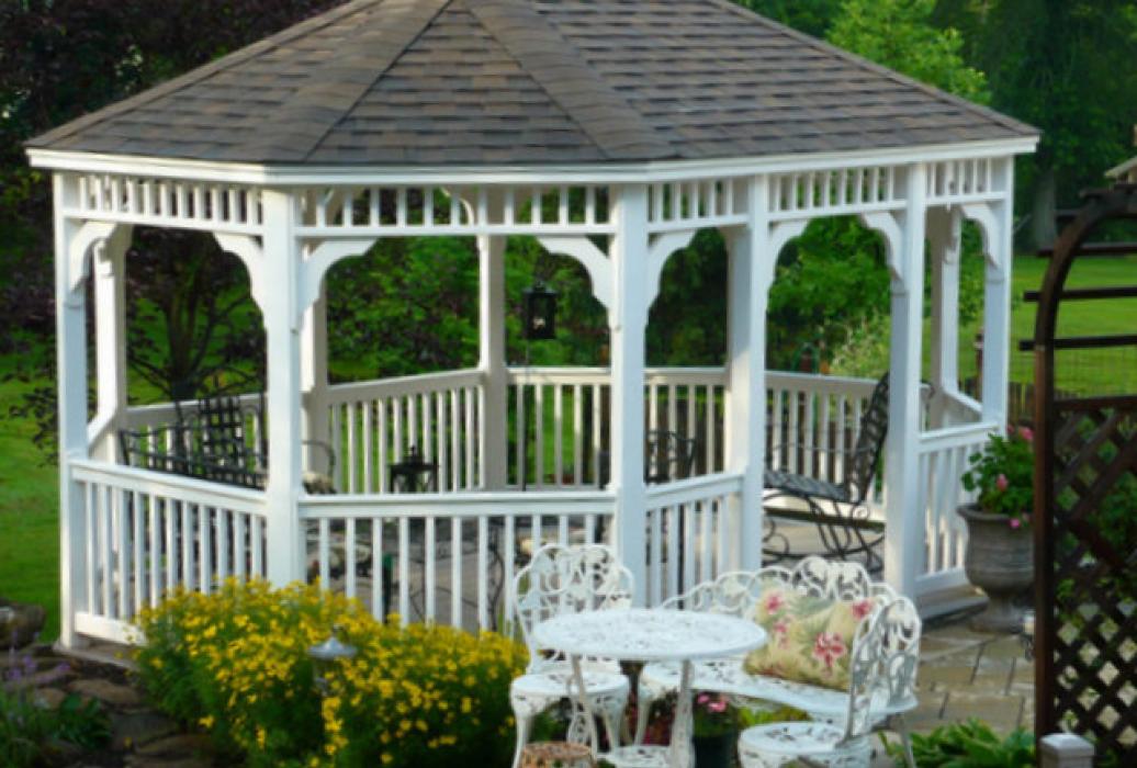 Vinyl Oval Gazebo- Classic Single Roof-12 Vinyl Oval Gazebo- Classic Single Roof-12