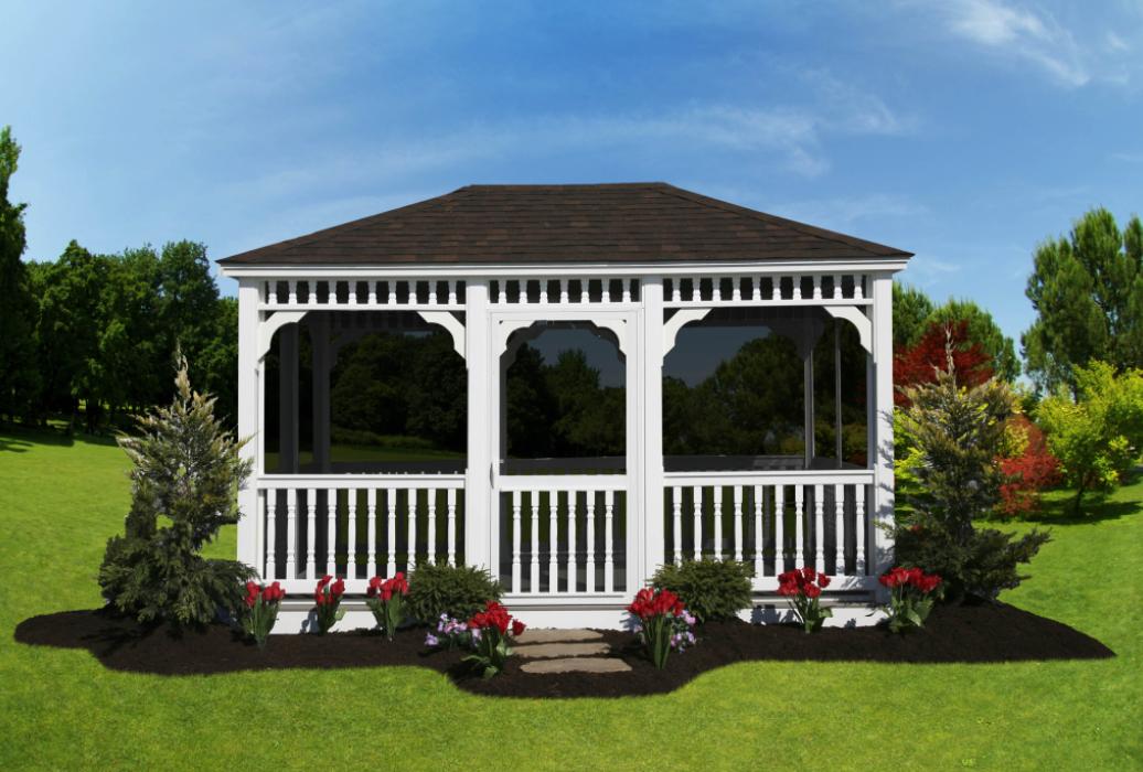 Vinyl Rectangle Gazebo- Classic Single Roof-8 Vinyl Rectangle Gazebo- Classic Single Roof-8
