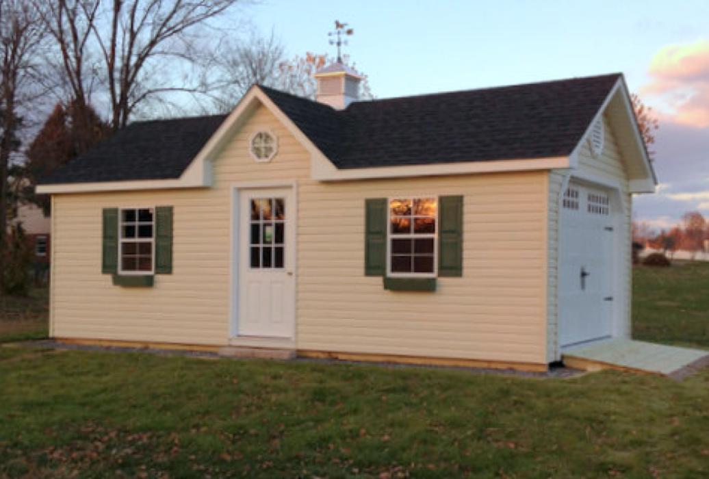 New England Classic Single Car Garage Vinyl Siding-1 New England Classic Single Car Garage Vinyl Siding-1