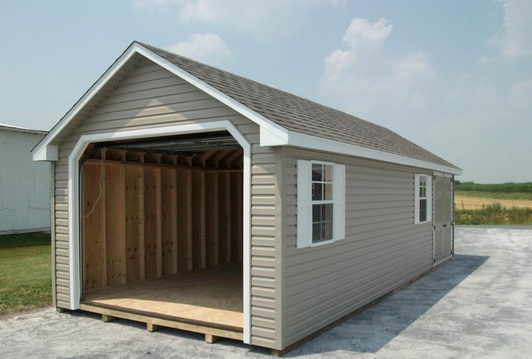 New England Classic Vinyl: A-Frame Single Car Garage 