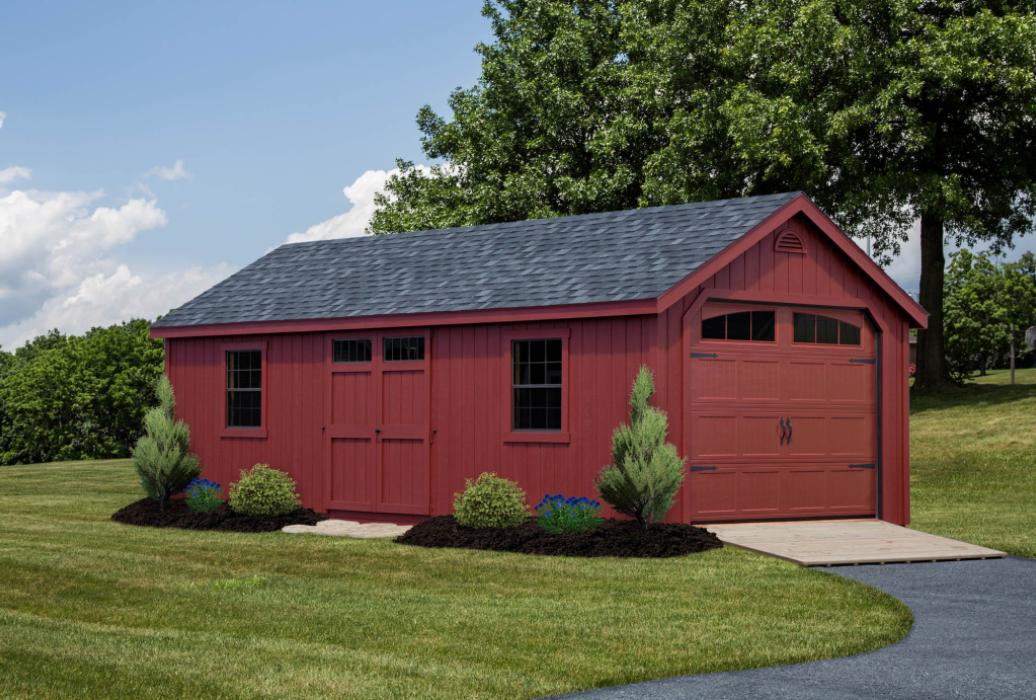 New England Classic Single Car Garage with Duratamp T1-11 Siding New England Classic Single Car Garage with Duratamp T1-11 Siding