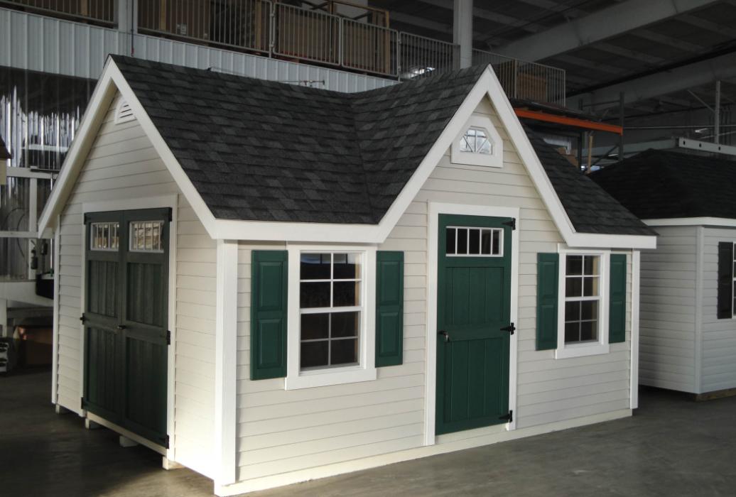 New England Classic vinyl Victorian shed with dormer
