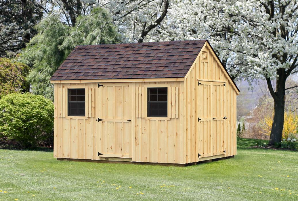 Salt Box Shed with Board &amp; Batten Siding
