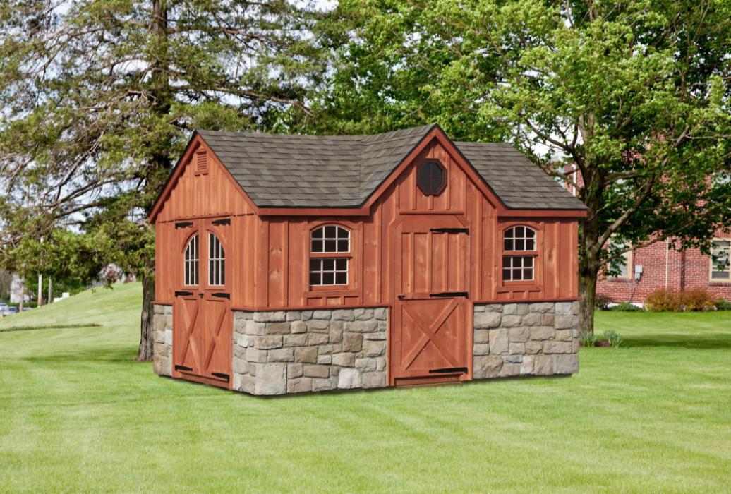 Victorian Board and Batten with Stone Victorian Board and Batten Shed with Stone