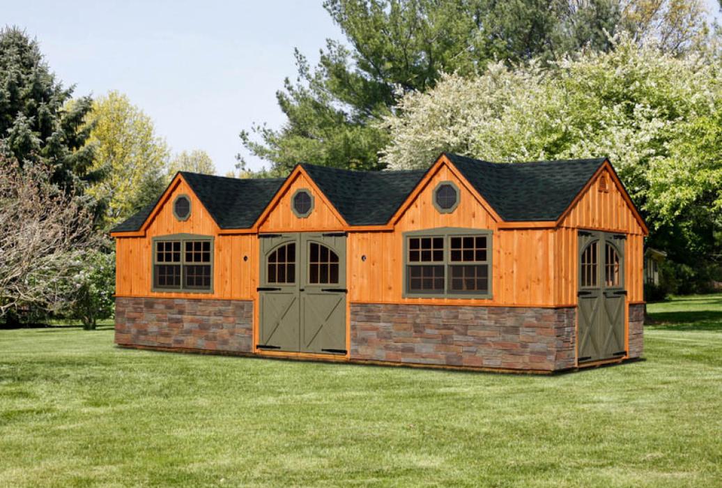 Victorian Board and Batten with Stone Victorian Board and Batten Shed with Stone