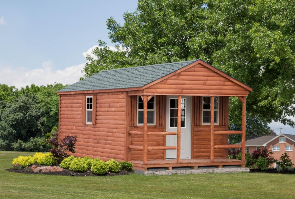 aframe pine log cabin with porch