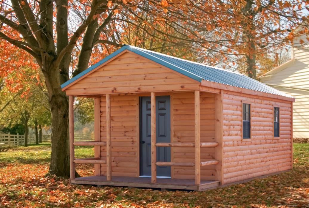 aframe pine log cabin with porch
