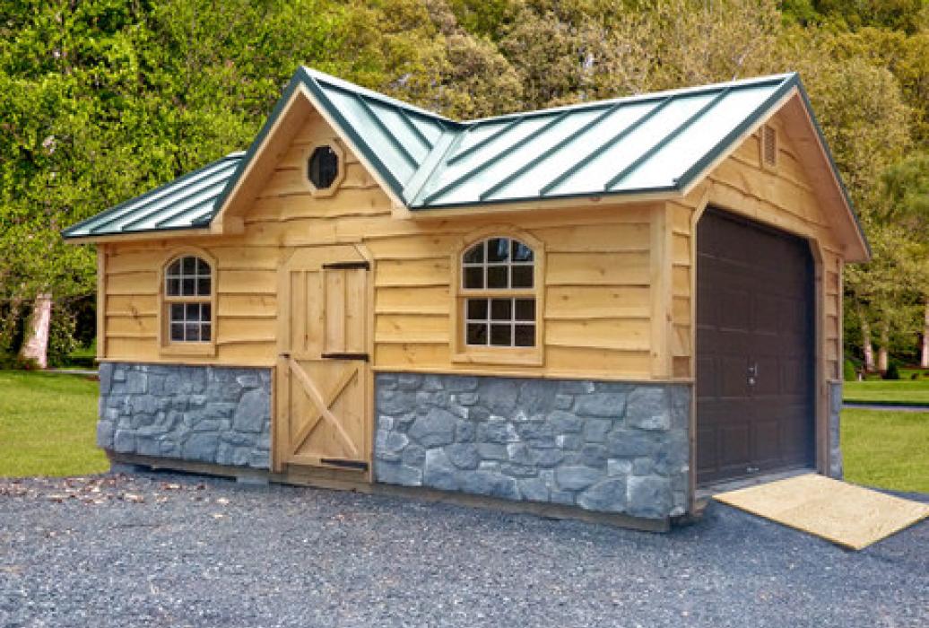 Heritage Lap Stone Veneer Victorian Garage Lancaster County Barns
