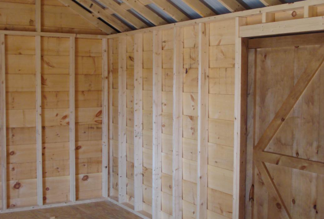 Inside of Heritage Pine Salt Box Shed