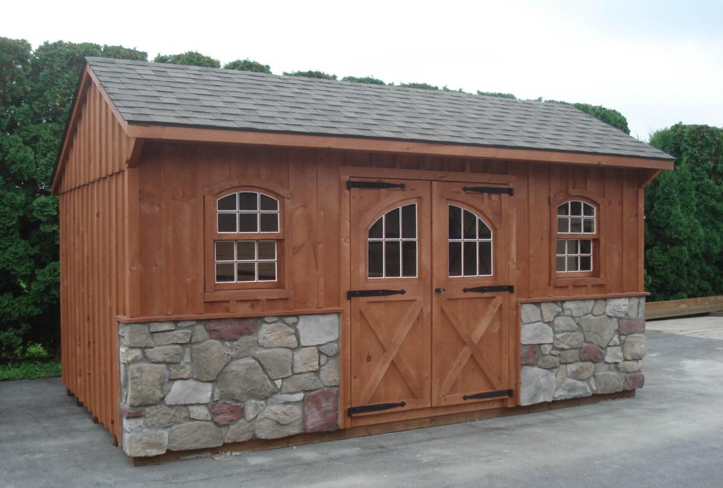 Quaker Board & Batten Pine Shed with Stone-4 Quaker Board & Batten Pine Shed with Stone-4