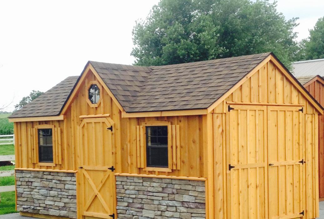 Stone Veneer Board &amp; Batten: Victorian Shed Lancaster 